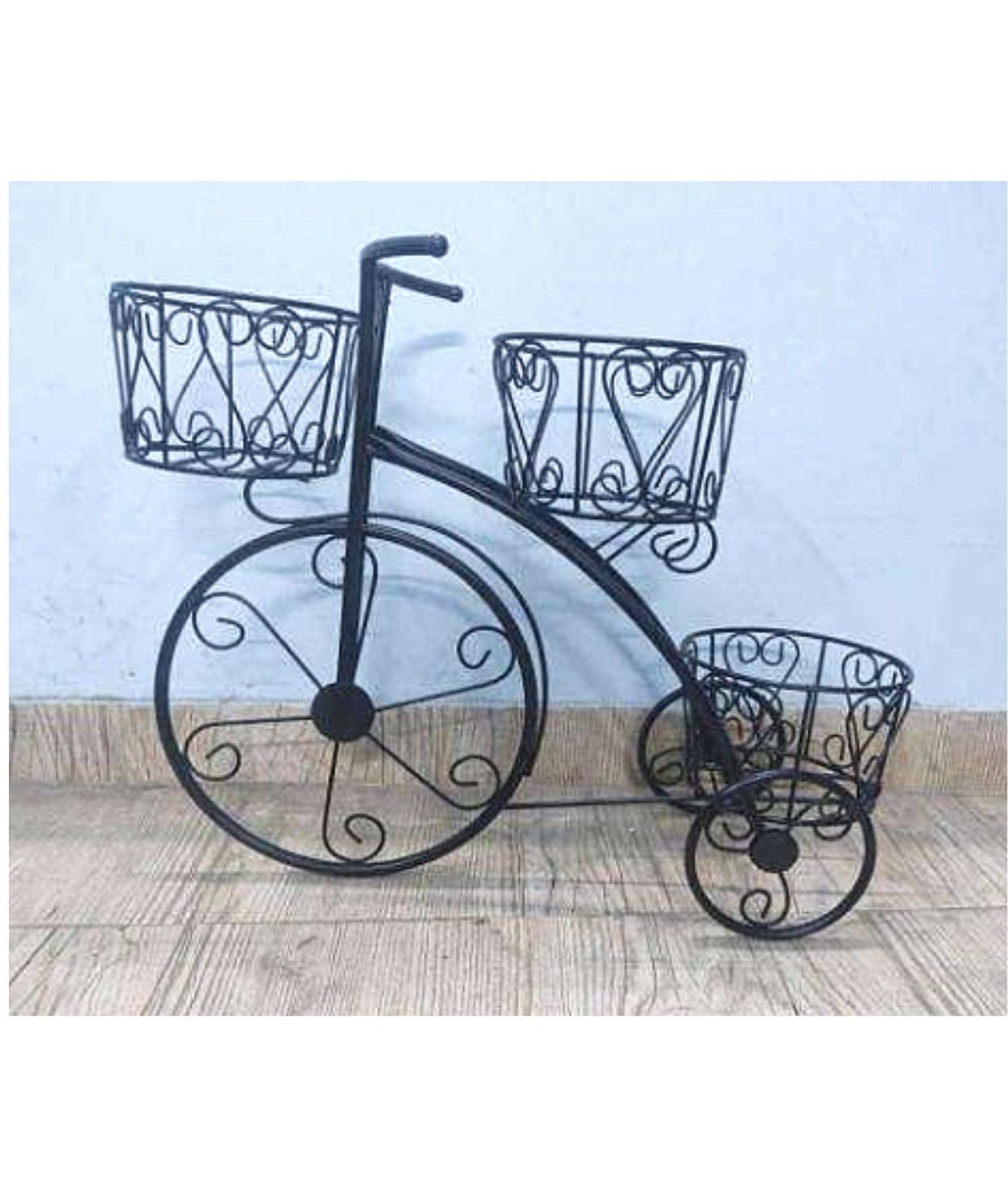 Vintage Matte-Black Bicycle Stand (Medium) - Metal Planters