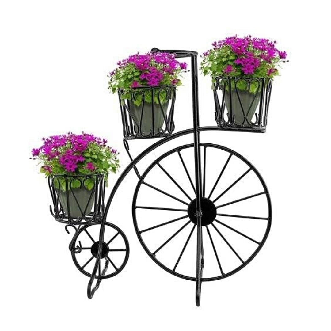 Vintage Matte-Black Bicycle Stand (Medium) - Metal Planters