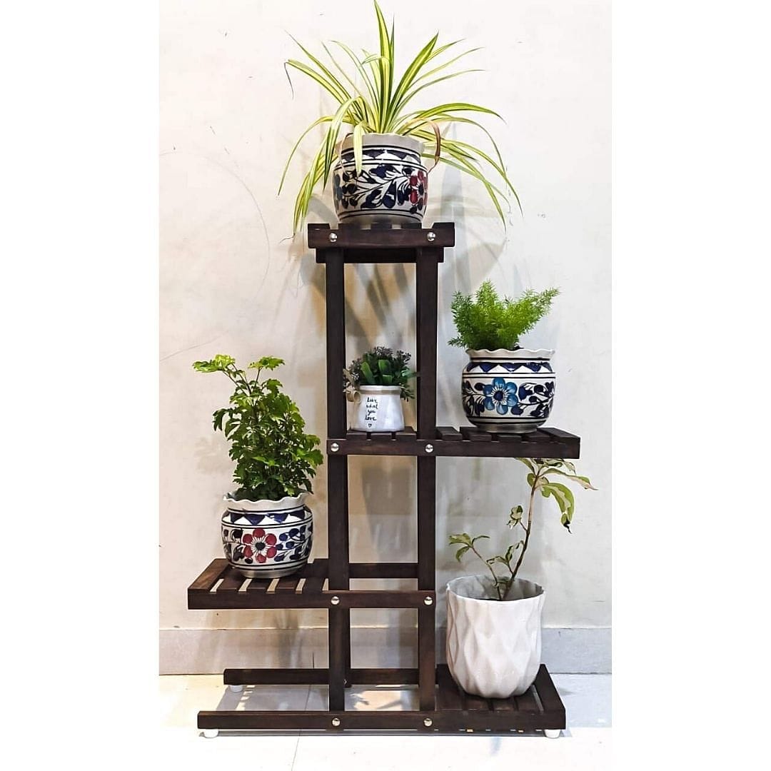 indoor 3 tier plant stand Vintage Wooden 3-Tier Plant Stand – Leafy Island