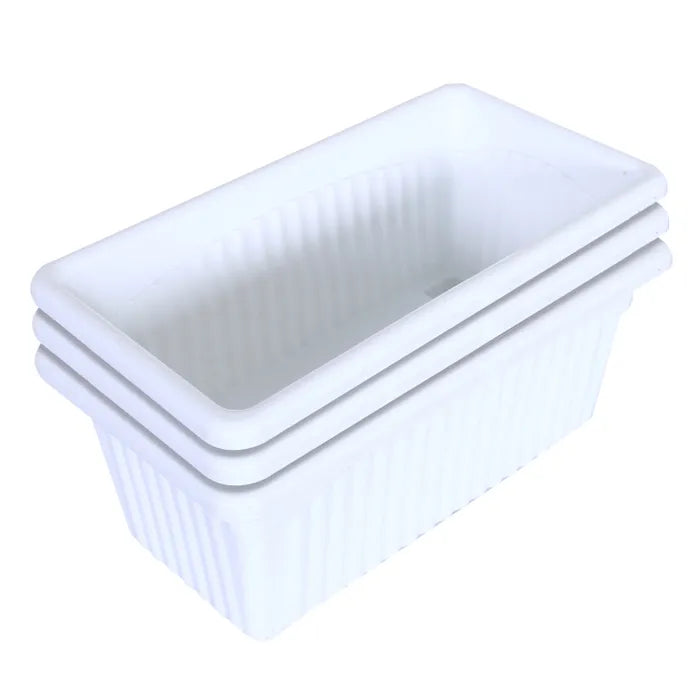 17-Inch White Rectangular Garden Pot - Pack of 3/5