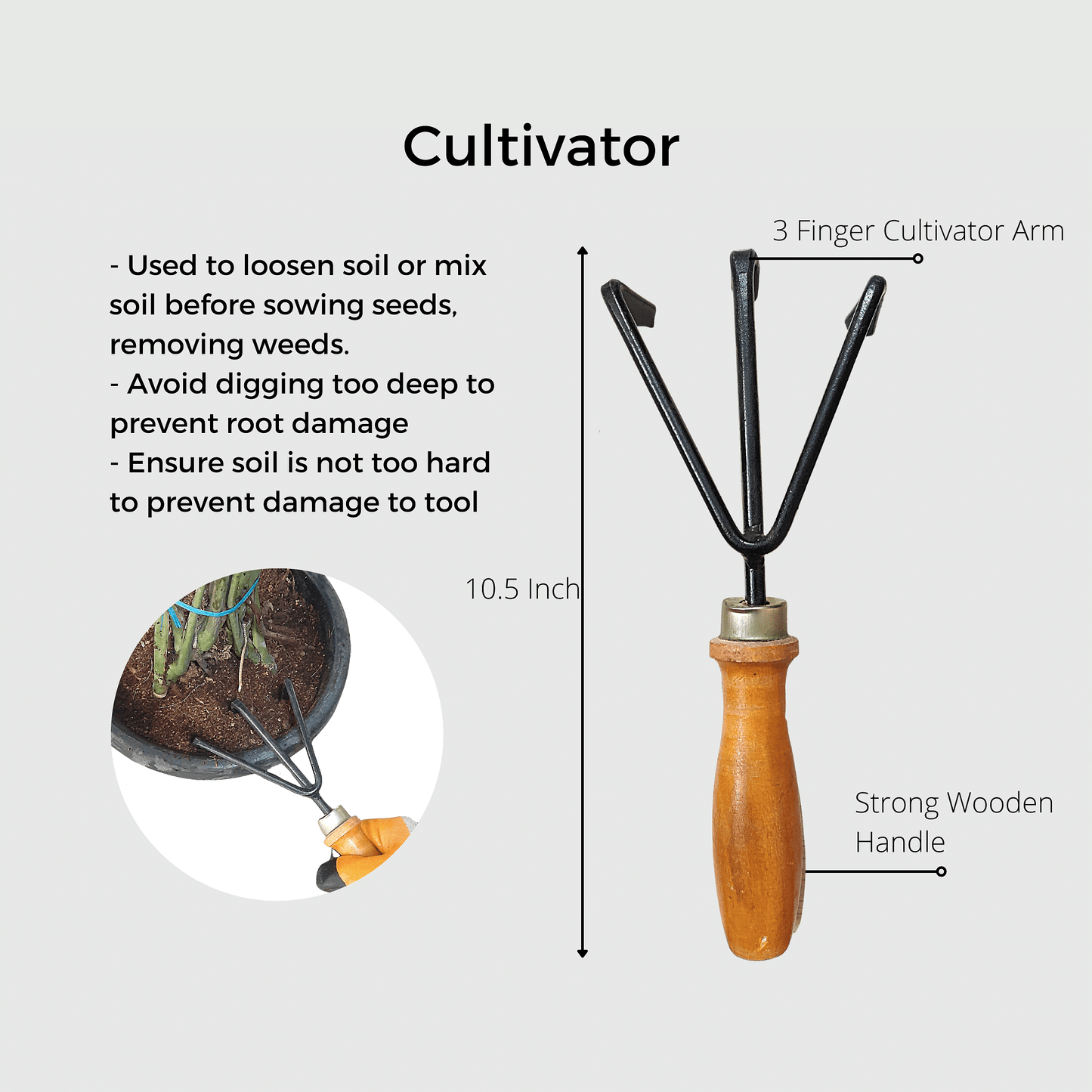 Set of 4 - Garden Tools Combo - Trowel, Weeder, Cultivator & Fork