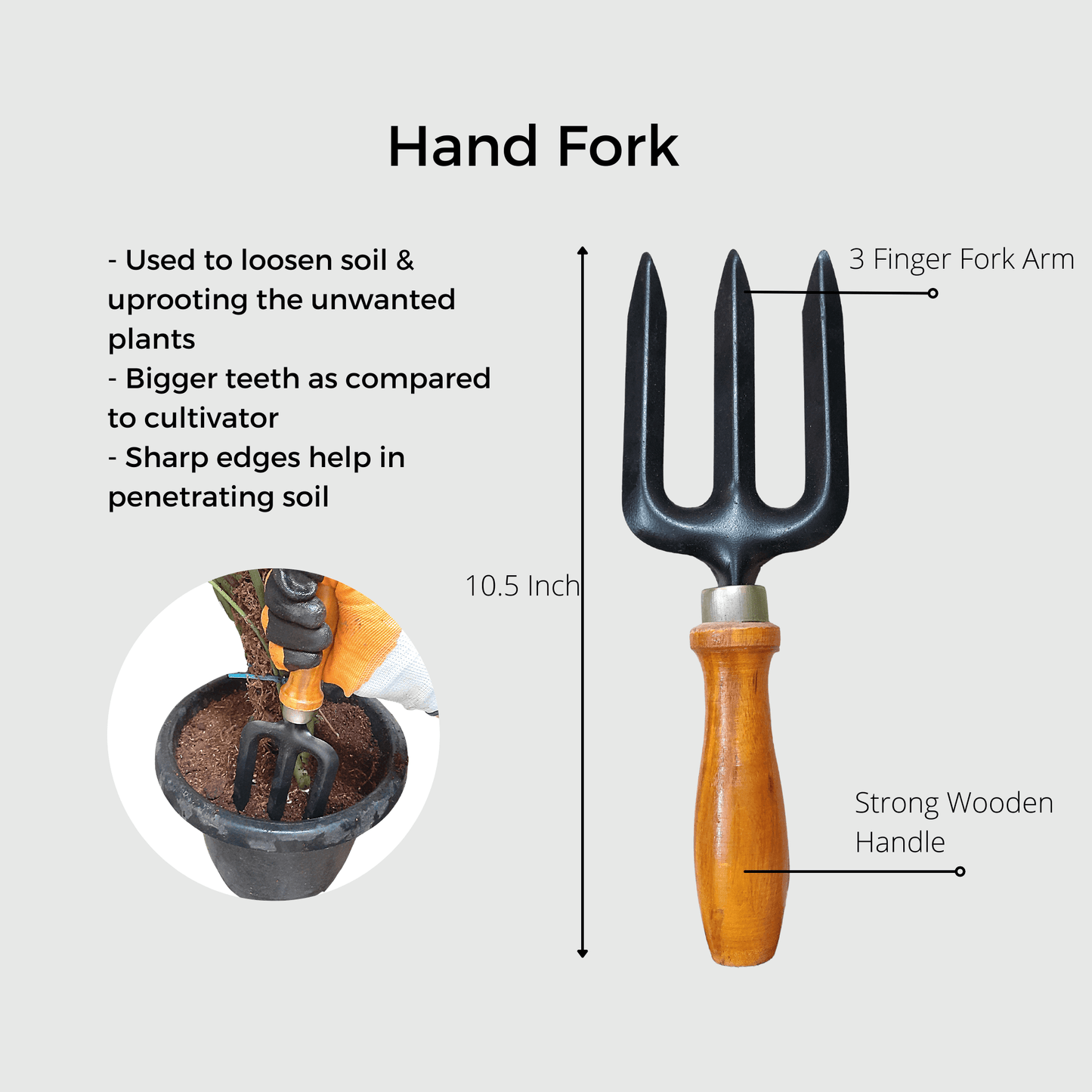 Set of 4 - Garden Tools Combo - Trowel, Weeder, Cultivator & Fork