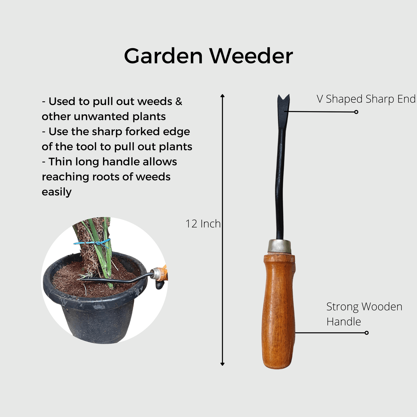 Set of 4 - Garden Tools Combo - Trowel, Weeder, Cultivator & Fork