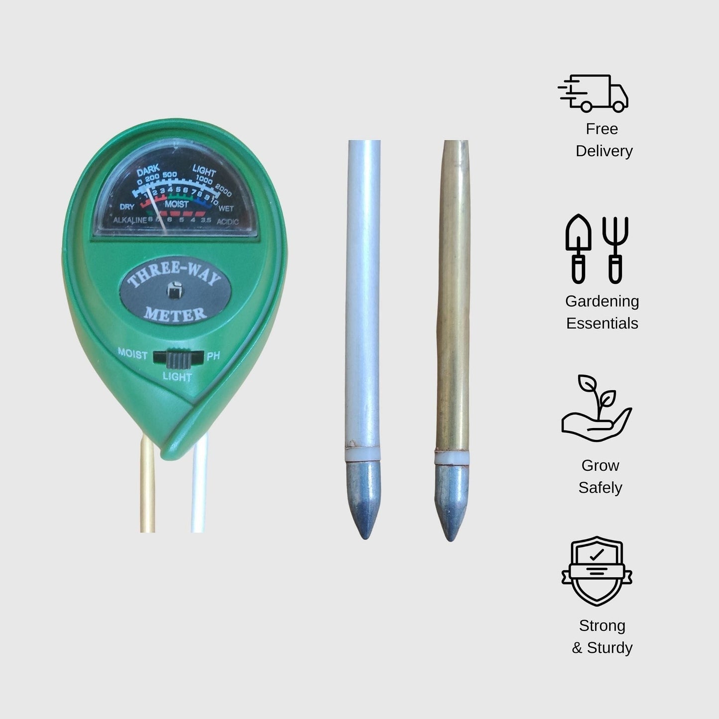 3 In 1 Soil Meter - Light, pH & Moisture Meter