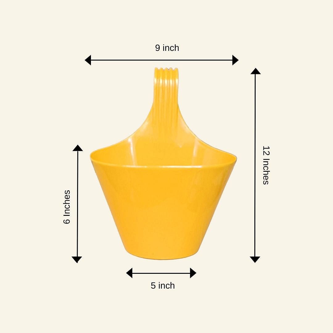 9-Inch Yellow Railing Oval Pots Set of 3/5
