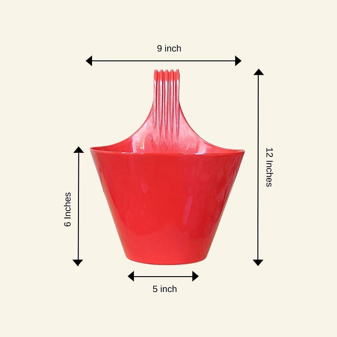 9-Inch Red Railing Oval Pots Set of 3/5