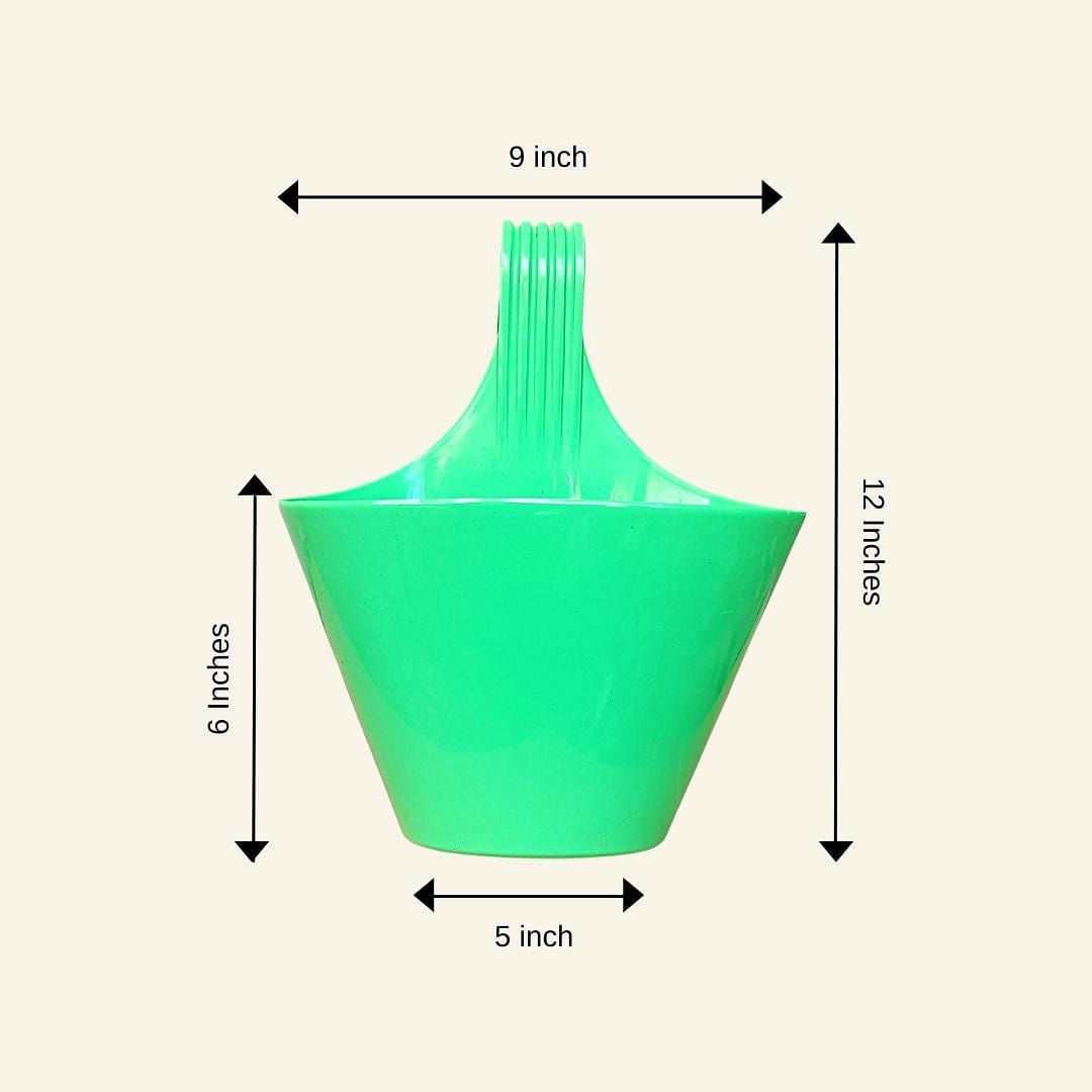 9-Inch Green Railing Oval Pots Set of 3/5