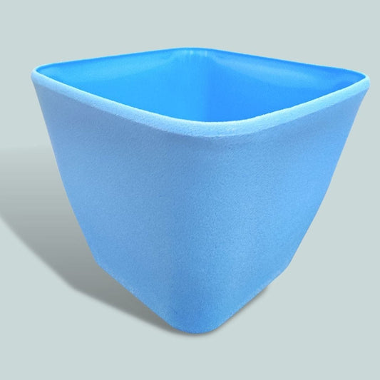 9-Inch Square Grain White/ Blue  - Premium Planters