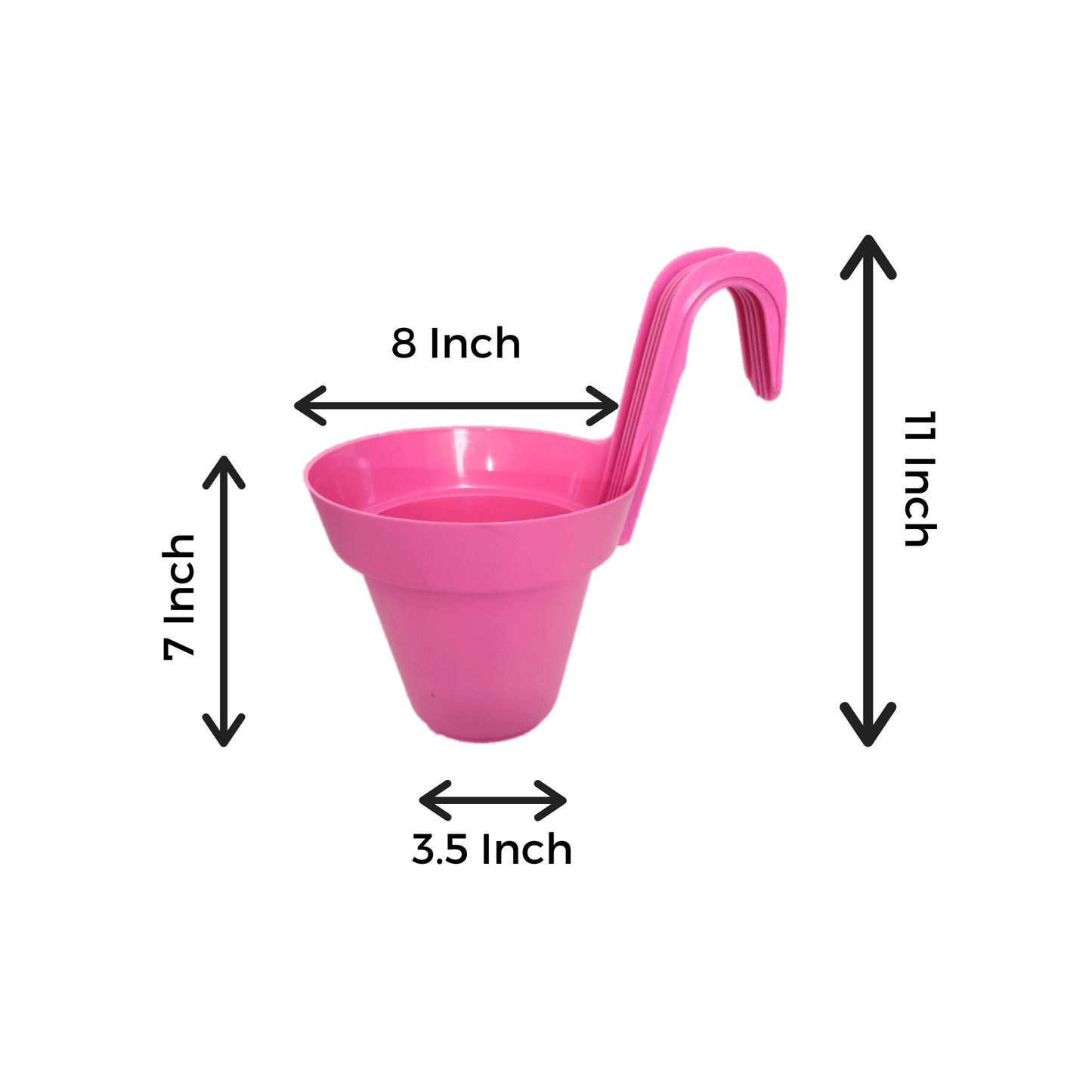 8 Inch Pink Railing Hanging Pots- Set of 3 - Leafy Island