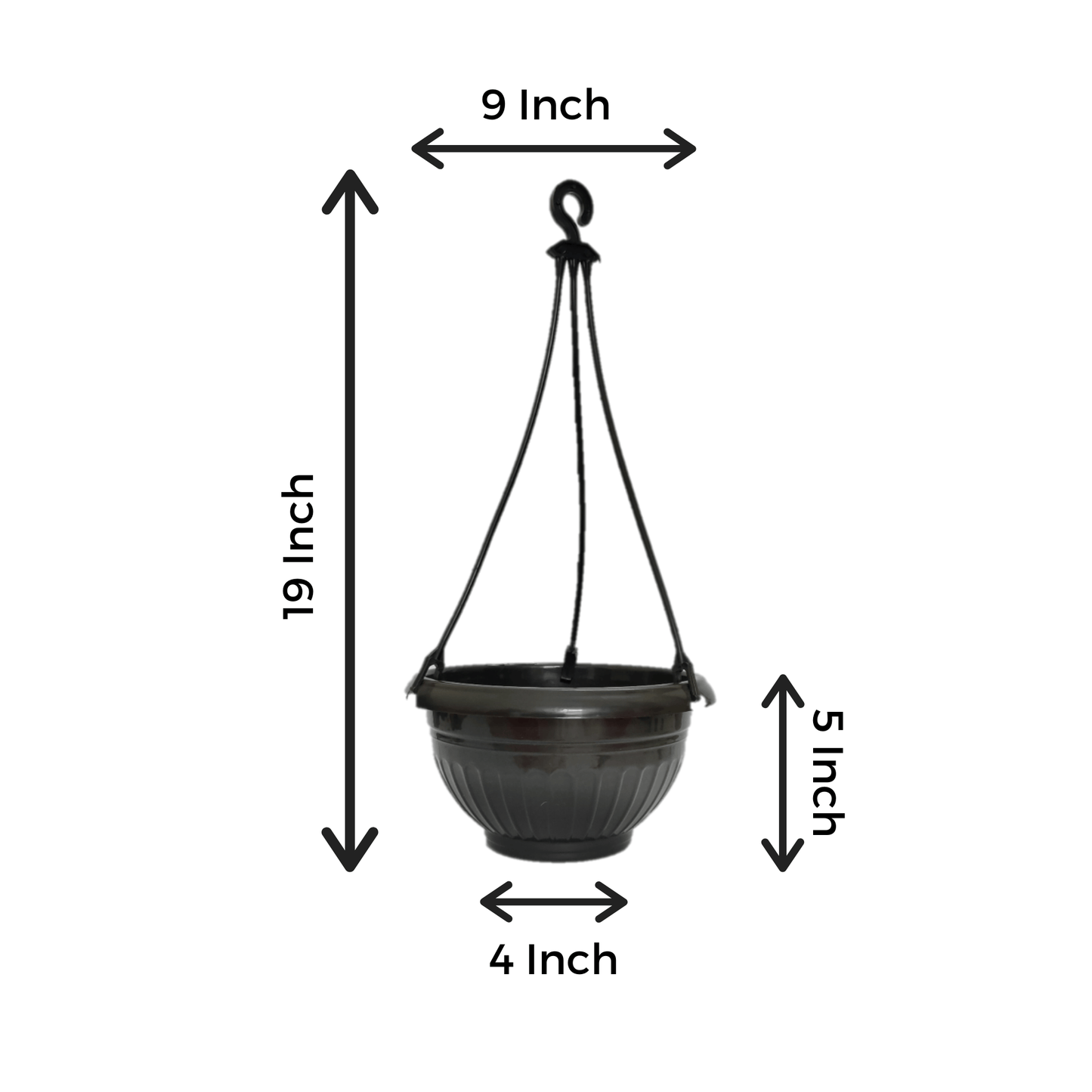 9 Inch Black Color Hanging Pots- Set of 3 - Leafy Island