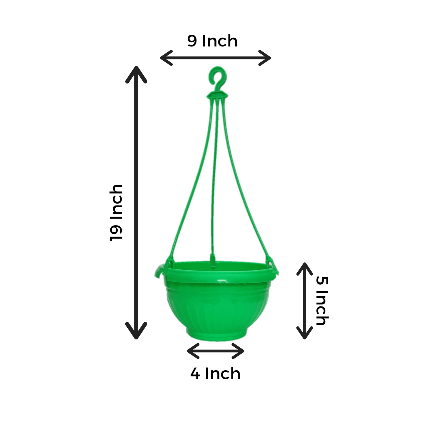 9 Inch Green Color Hanging Pots- Set of 3 - Leafy Island