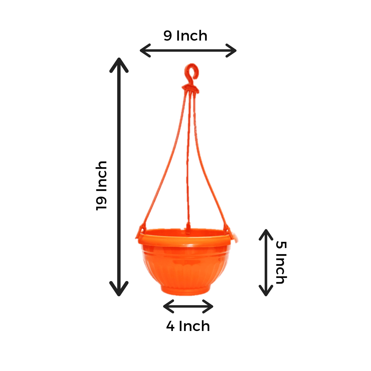 9 Inch Orange Color Hanging Pots- Set of 3 - Leafy Island