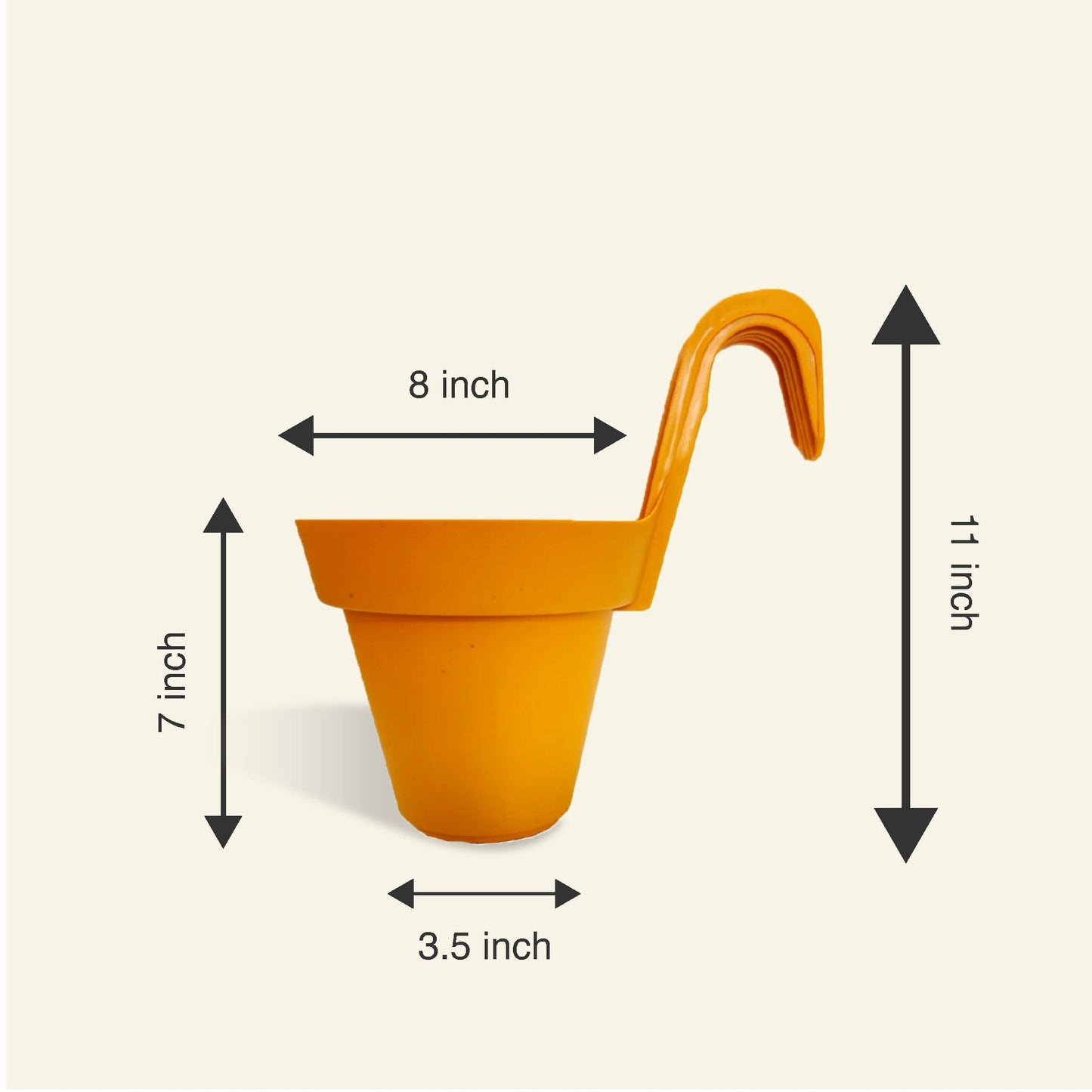 8 Inch Yellow Railing Hanging Pots- Set of 3 - Leafy Island