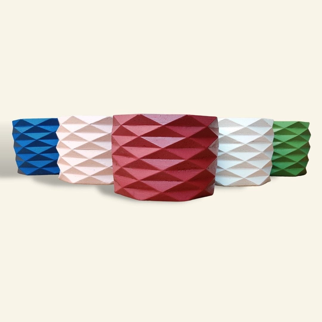 6-Inch Tryst Concrete Pot (Medium) Set of 1/2 | Available Color White, Beige, Red, Blue & Green |