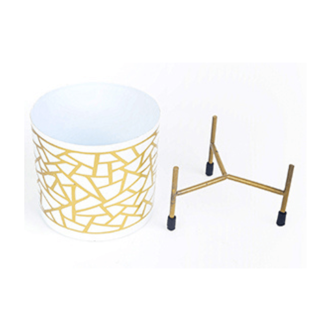 Stella Gold-White Giraffe Print Planter
