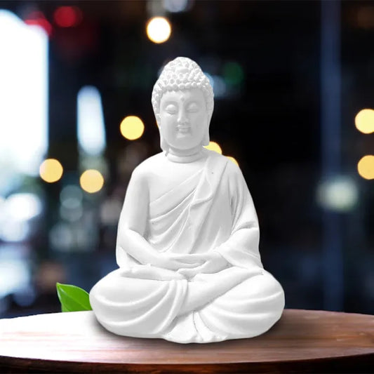 White Buddha Meditating Idol (6 Inch)