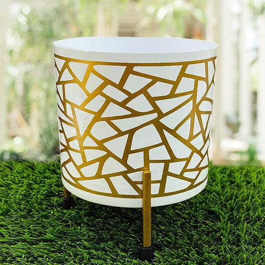 Stella Gold-White Giraffe Print Planter