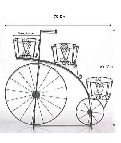 Vintage Matte-Black Bicycle Stand (Medium) - Metal Planters
