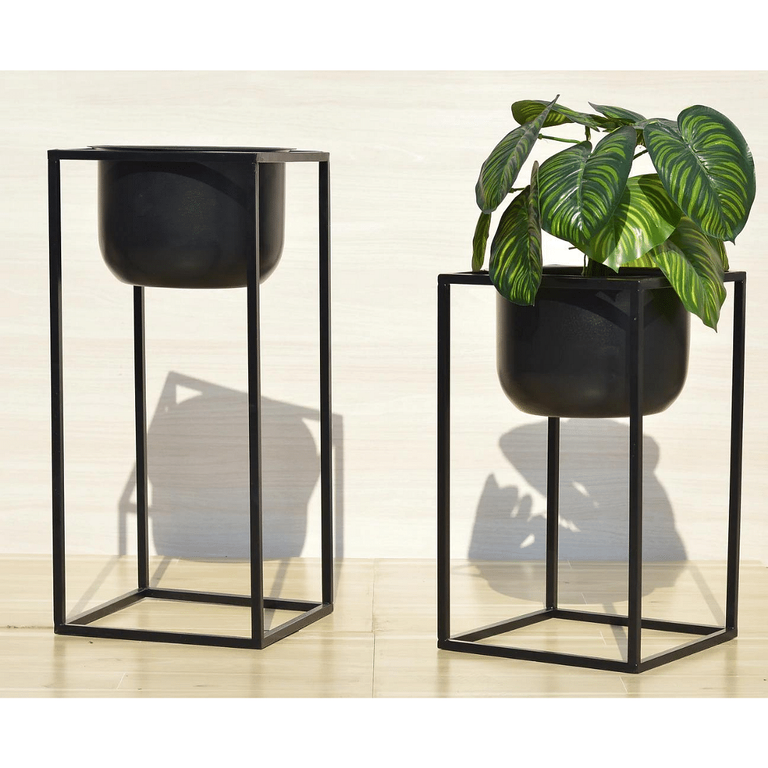 Charcoal Cauldron Metal Planter - Set of 2