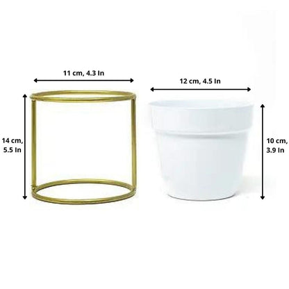 White Petite Table Planter & Stand (4.5 Inch)