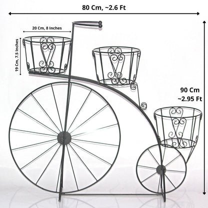 Vintage Matte-Black Bicycle Stand (Big) - Metal Planters