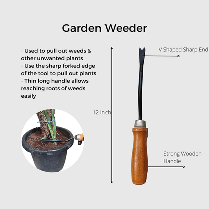 Set of 4 - Garden Tools Combo - Trowel, Weeder, Cultivator & Fork