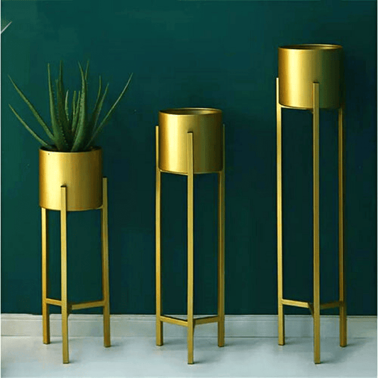 Nordic Gold Planter & Pot - Set of 3
