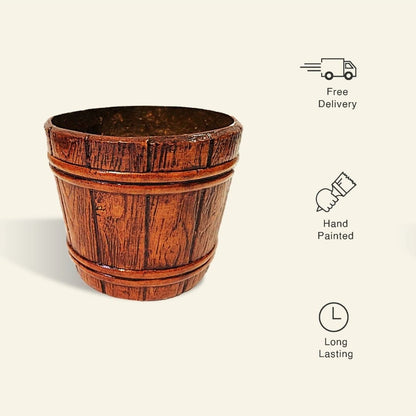 Fiber Mini Wine Bucket - Wooden finish - Premium Fiberglass Pot set 1/3