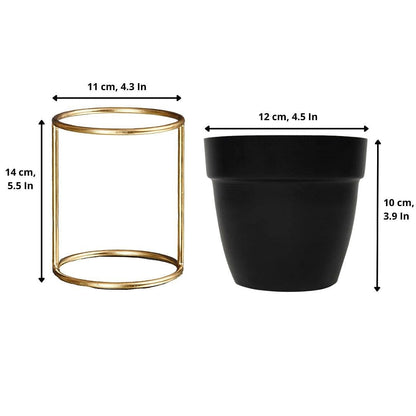 Black Petite Table Planter & Stand (4.5 Inch)