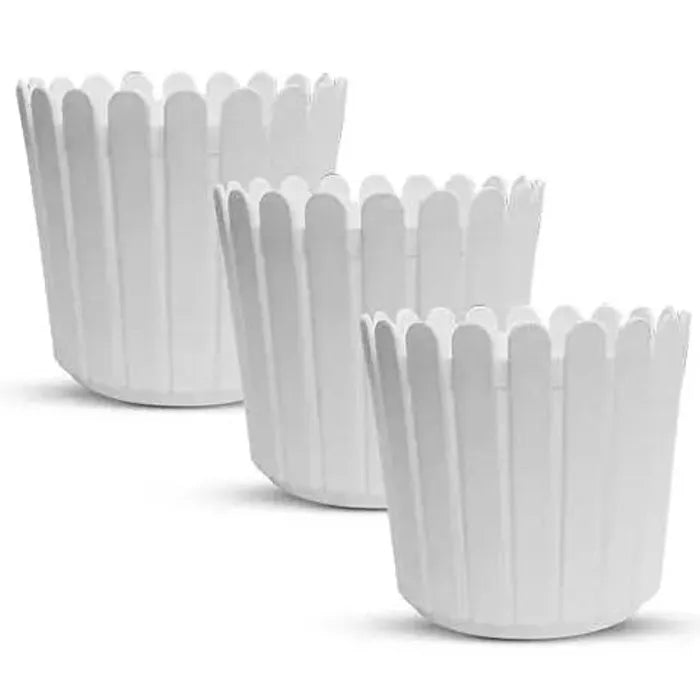 6.5-Inch Rustic Fence White Plastic Pots - Pack of 5/10