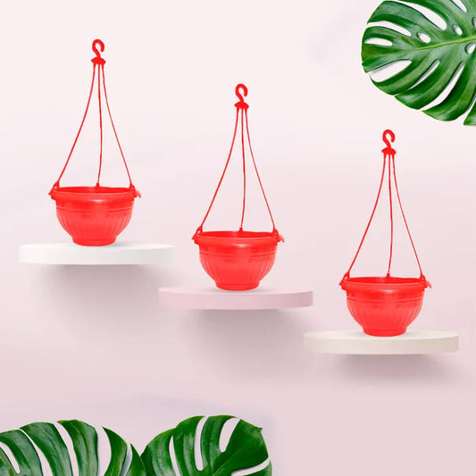 9-Inch Red Color Hanging Pots- Set of 5/10