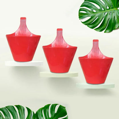 9-Inch Red Railing Oval Pots Set of 3/5