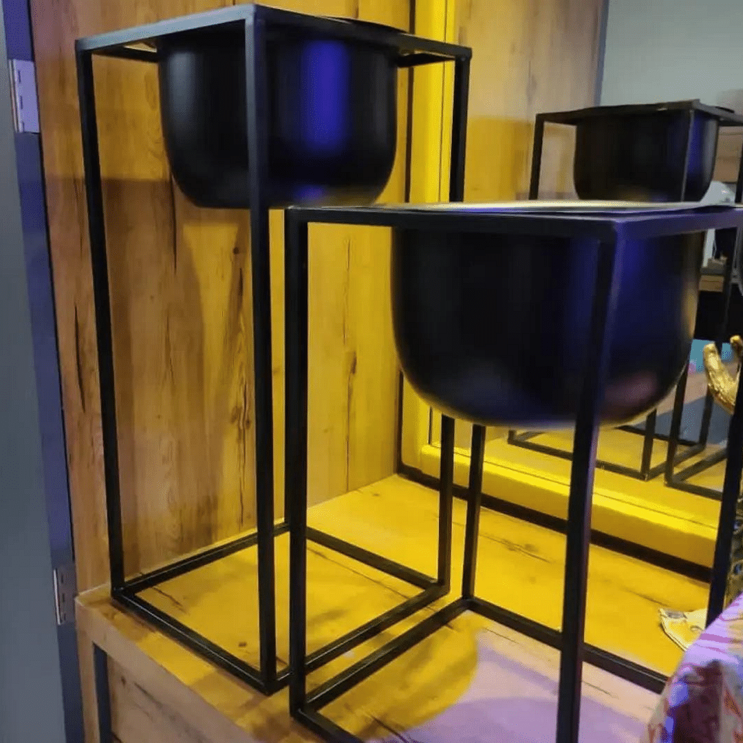 Charcoal Cauldron Metal Planter - Set of 2