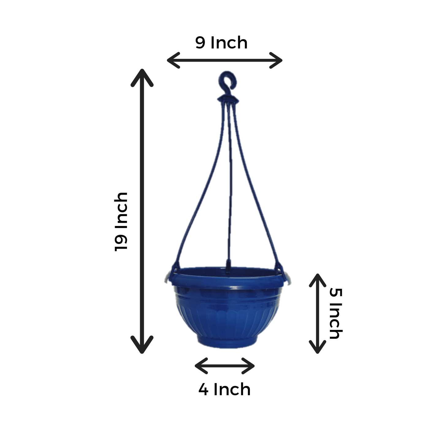 9 Inch Blue Color Hanging Pots- Set of 3 - Leafy Island