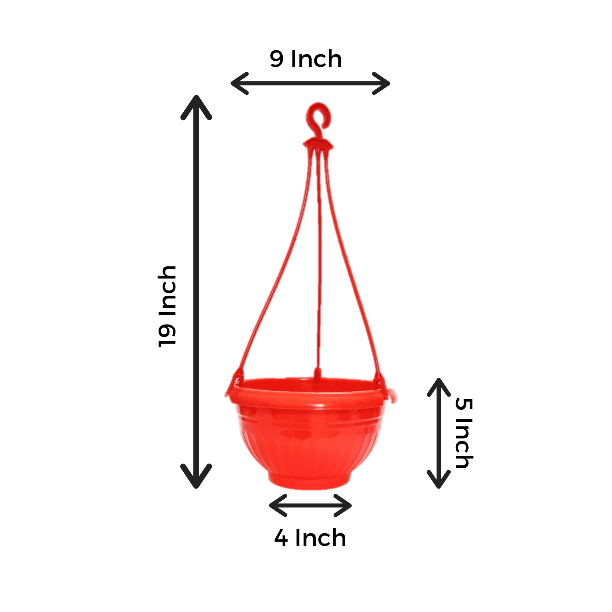 9 inch hanging planter 9-Inch Red Color Hanging Pots- Set of 5/10 – Leafy Island
