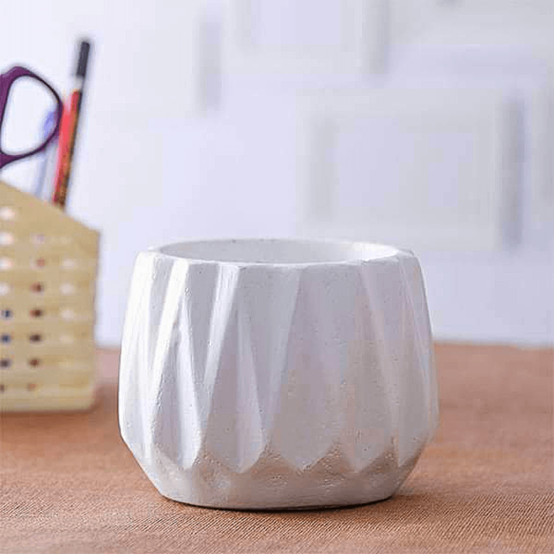 6-Inch ConeHex Concrete Pot (Medium) Set of 2 |Available Color White, Beige, Red, Blue & Green |