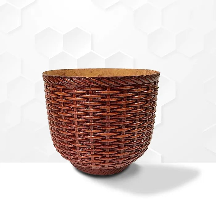 Fiber Woven Vase Planter - Spherical - Premium Fiberglass Pot set 1/2