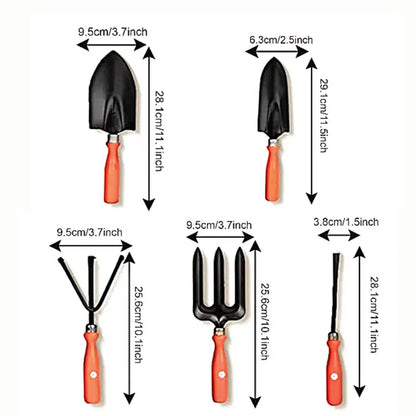 Garden Tools Combo - Hand Trowel Big, Hand Trowel Small, Weeder, Cultivator, Fork - Set of 5