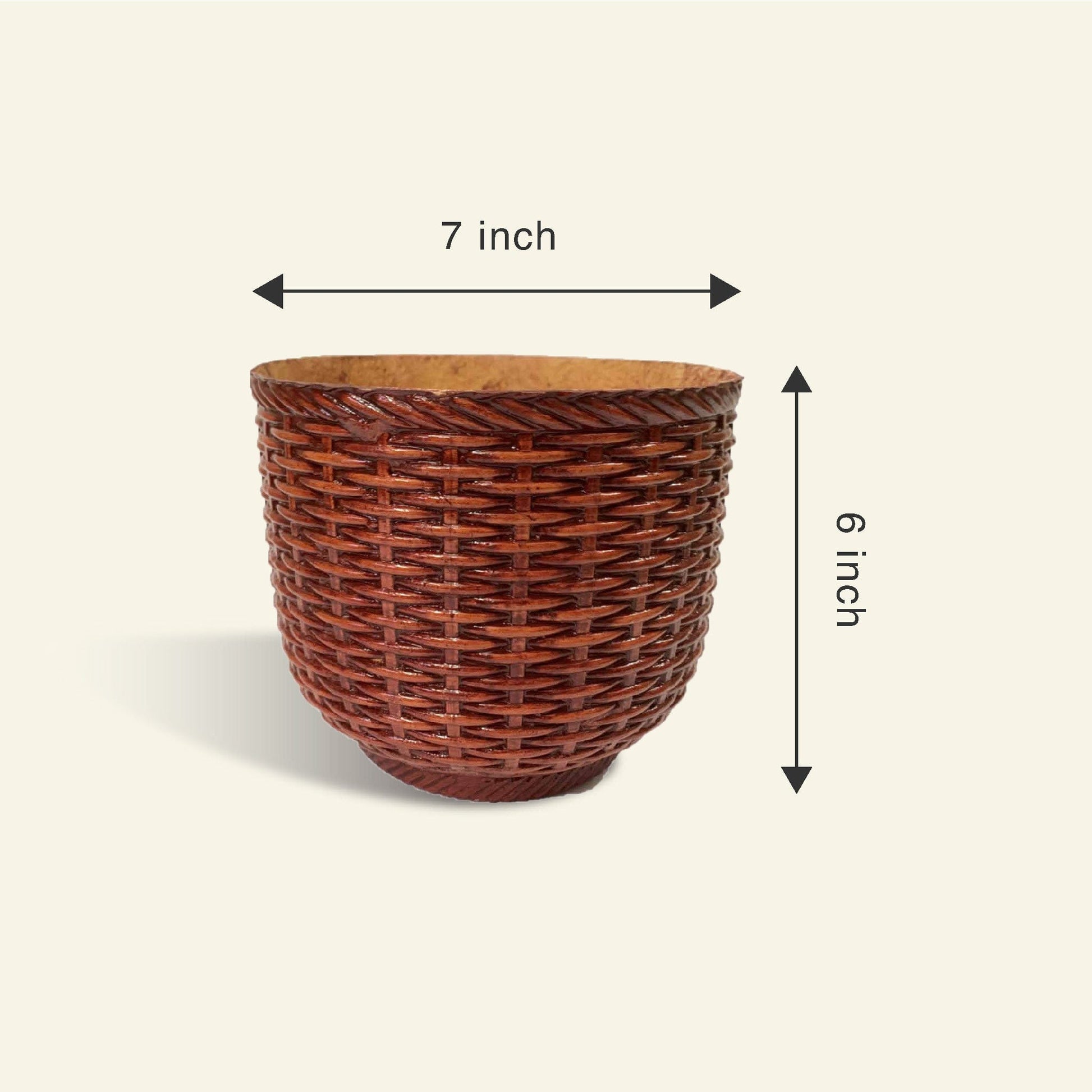 Woven Vase Planter - Wooden Finish - Premium Fiberglass Pot - Leafy Island
