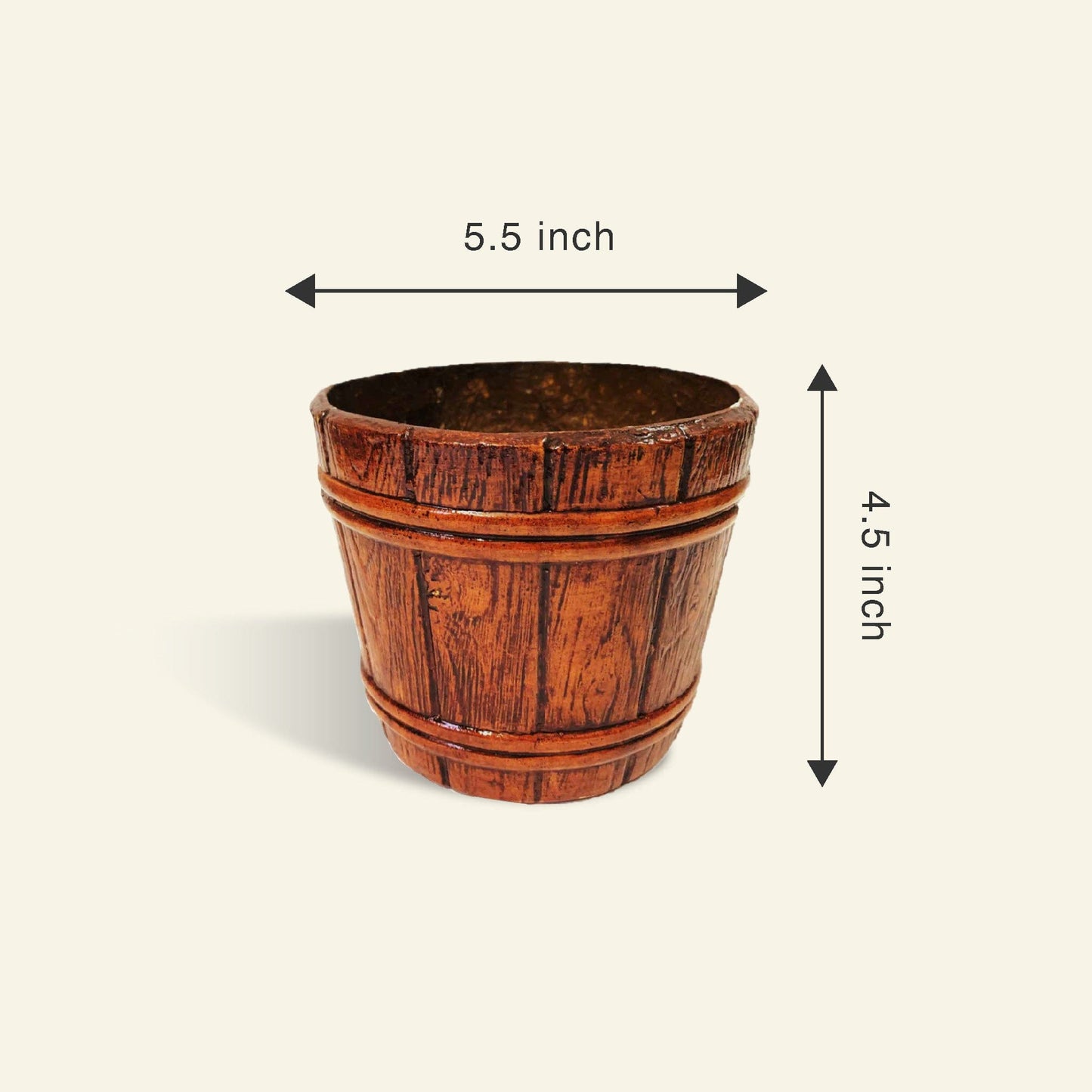 Mini Wine Bucket Planter - Wooden Finish - Premium Fiberglass Pot - Leafy Island
