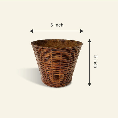 Basket Planter - Wooden Finish - Premium Fiberglass Pot - Leafy Island