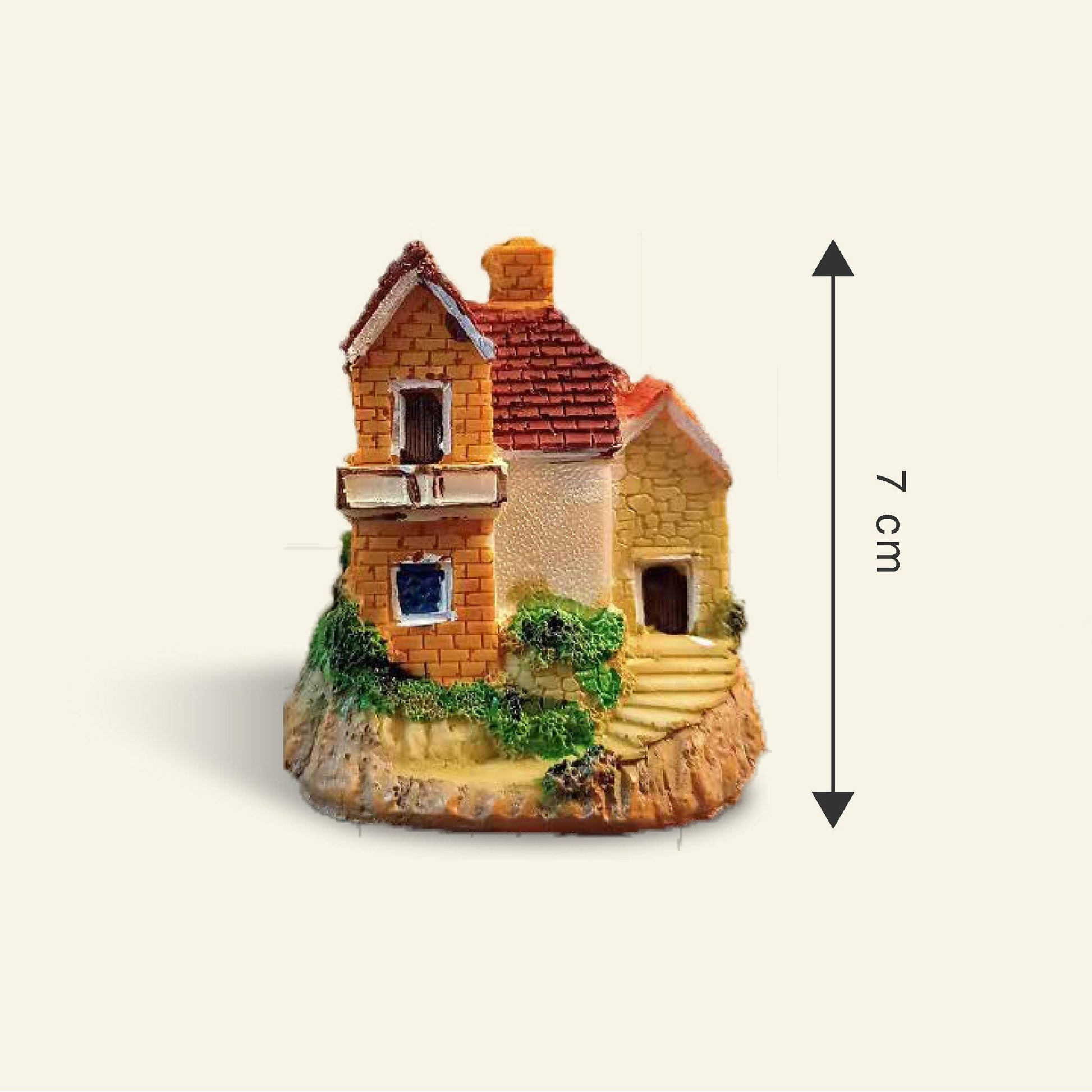 Brick Miniature House (7cm tall) - Orange Red - Leafy Island