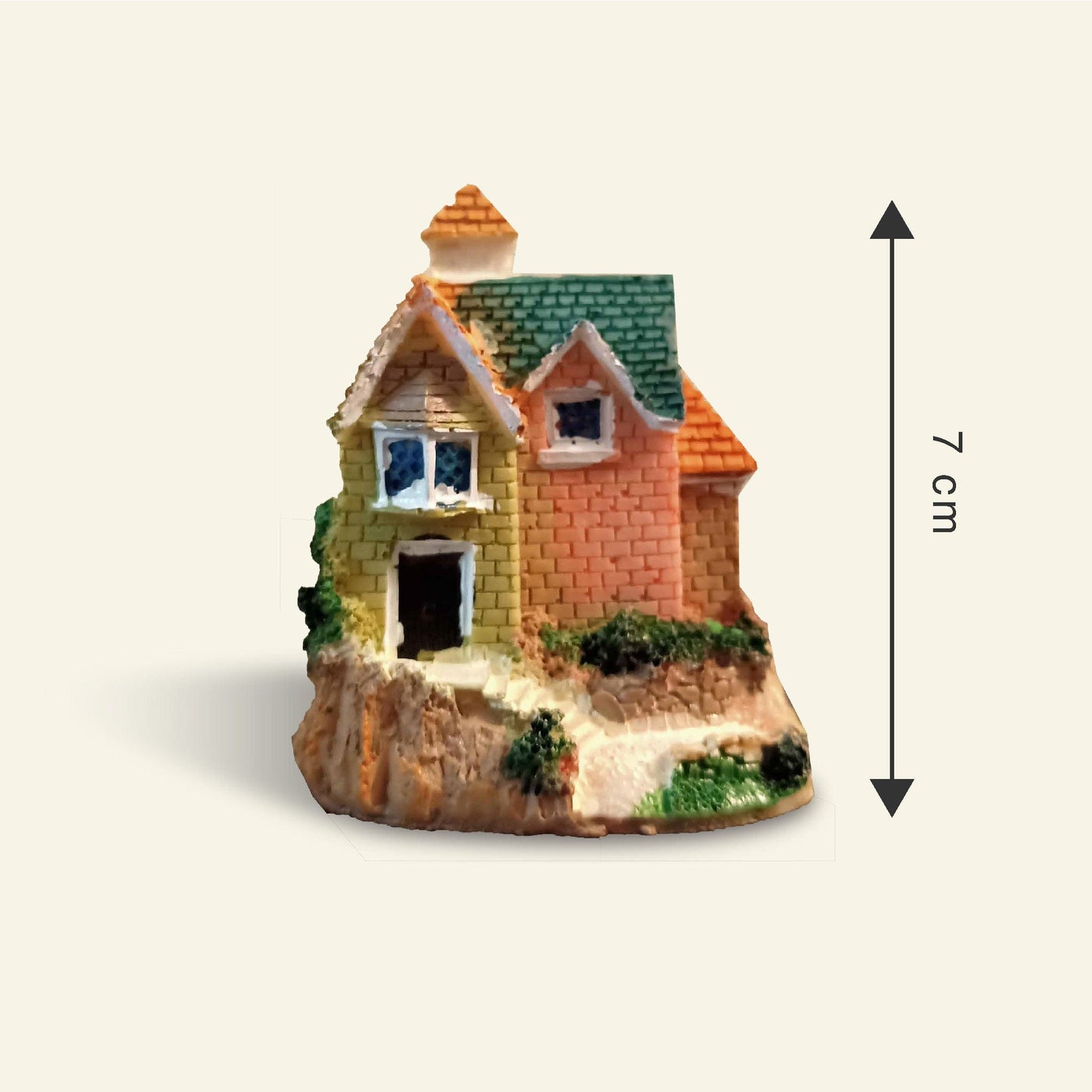 Brick Miniature House (7cm tall) - Mustard Green - Leafy Island