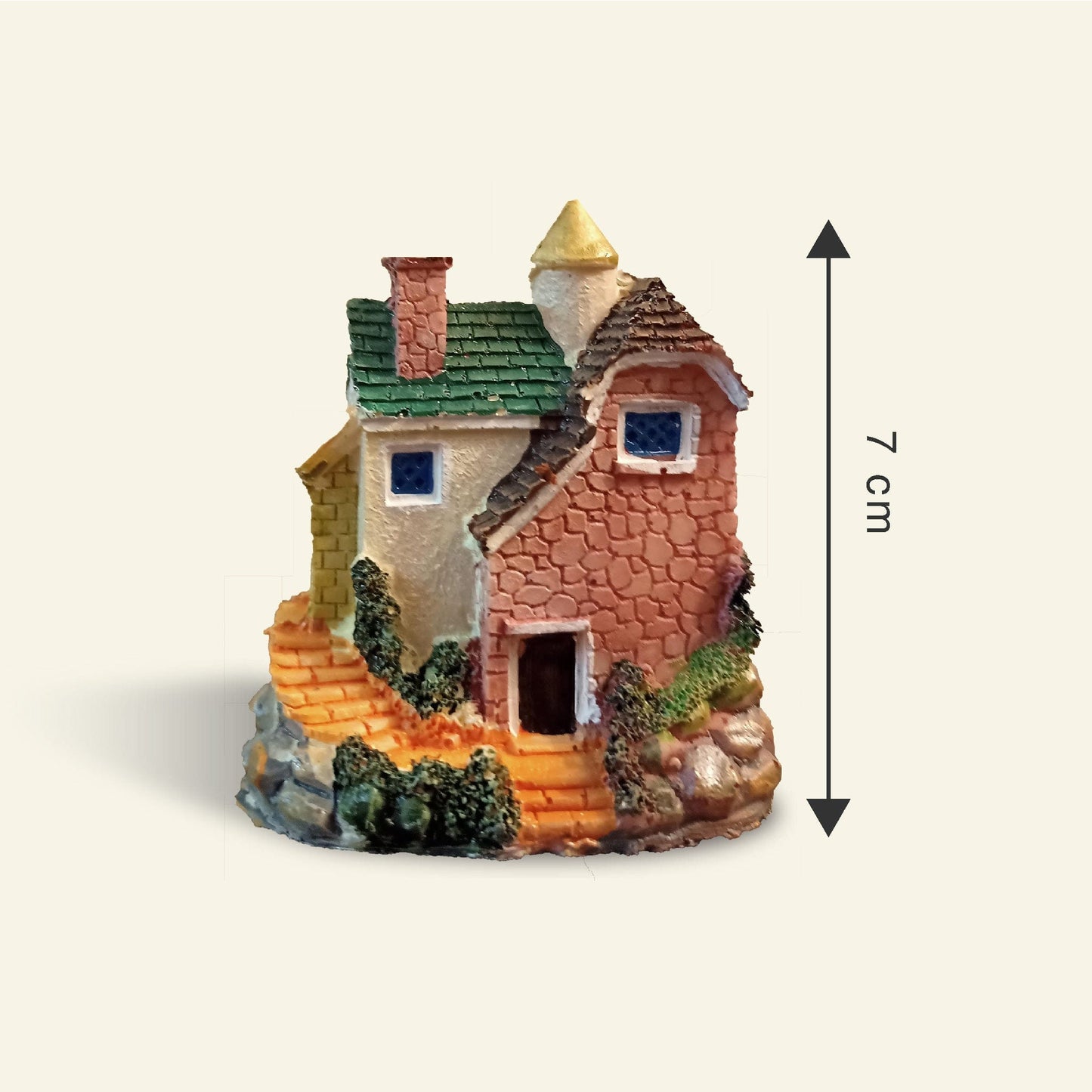 Brick Miniature House (7cm tall) - Red Green - Leafy Island
