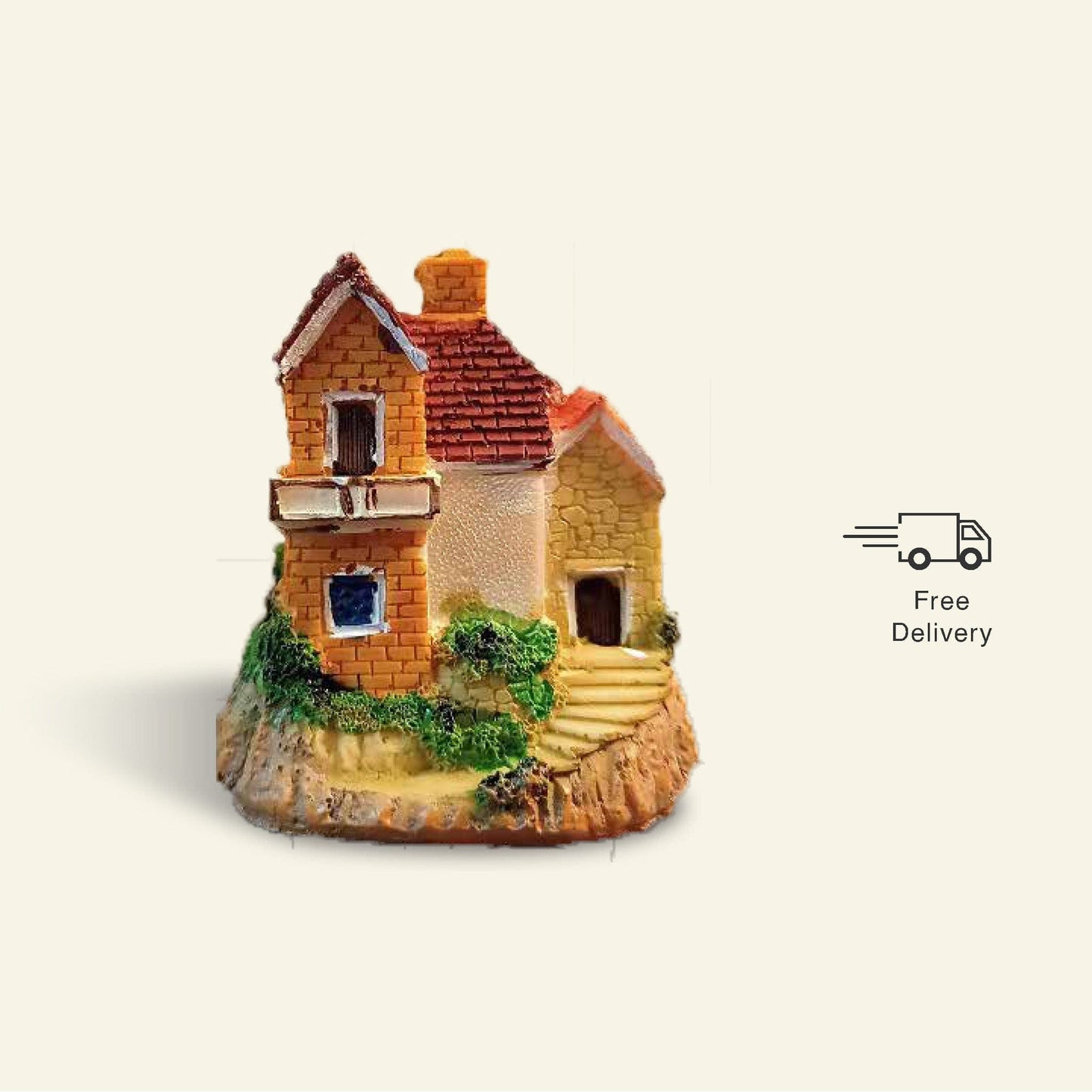 Brick Miniature House (7cm tall) - Orange Red - Leafy Island